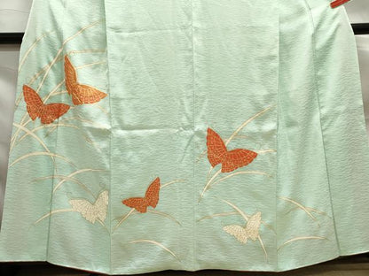 平和屋着物■訪問着 駒刺繍 舞蝶文 金彩 正絹 逸品 DABF9024qa