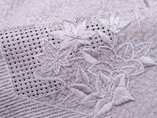 平和屋着物■中国三大刺繍 スワトウ刺繍 汕頭刺繍 総刺繍 無地絵羽訪問着 亀甲花地紋 浅紫色 正絹 逸品 DABF9025qa