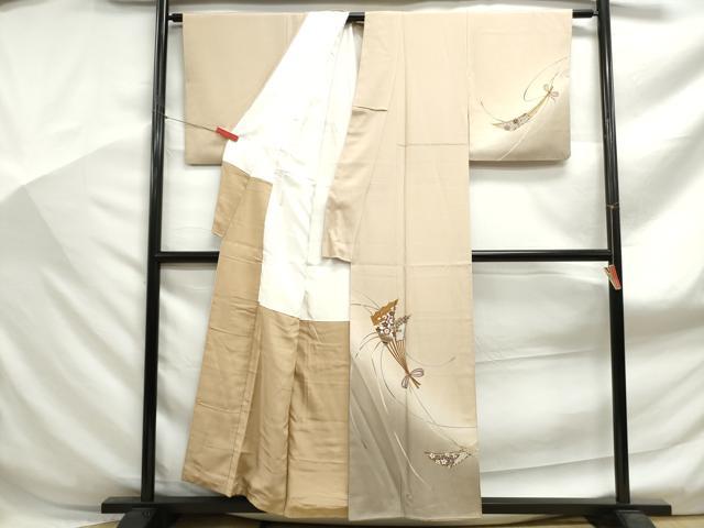 平和屋着物■訪問着 檜扇花文 暈し染め 金彩 正絹 逸品 DABF9030qa