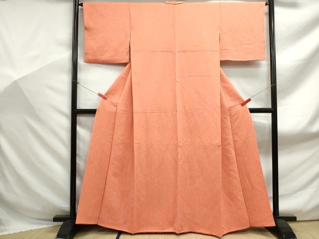 平和屋着物■上質な色無地 楓地紋 鬼しぼ縮緬 黄丹色 正絹 逸品 DABF9035qa