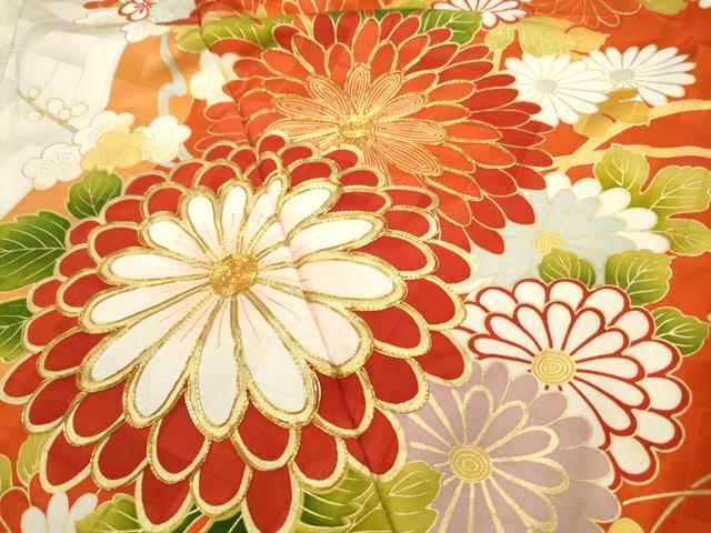 平和屋着物■豪華振袖 駒刺繍 草花文 金彩 正絹 逸品 DABF9036qa