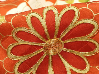 平和屋着物■豪華振袖 駒刺繍 草花文 金彩 正絹 逸品 DABF9036qa