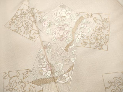 平和屋着物■訪問着 刺繍 重ね色紙更紗花文 金彩 正絹 逸品 DABF9040qa