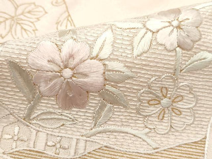平和屋着物■訪問着 刺繍 重ね色紙更紗花文 金彩 正絹 逸品 DABF9040qa