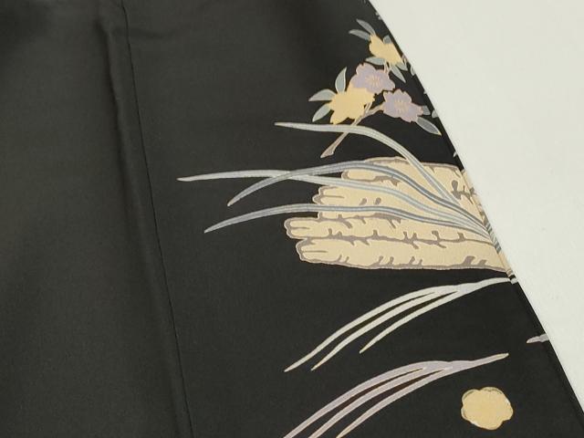 平和屋着物■豪華黒留袖 作家物 刺繍 花筏文 金糸 金彩 洗える着物 DABF9045qa