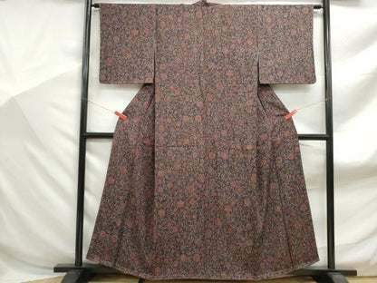 平和屋着物■上質な小紋 更紗花文 正絹 逸品 DABF9056qa