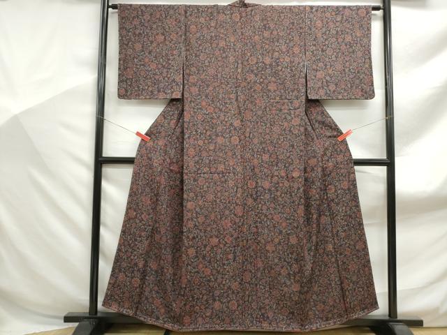 平和屋着物■上質な小紋 更紗花文 正絹 逸品 DABF9056qa