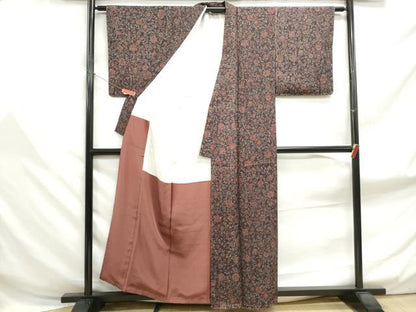 平和屋着物■上質な小紋 更紗花文 正絹 逸品 DABF9056qa