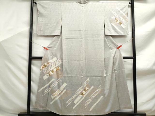 平和屋着物■訪問着 駒刺繍 絞り 草花青海波文 金彩 正絹 逸品 DABF9062qa