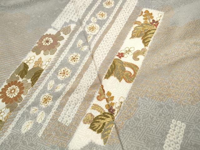 平和屋着物■訪問着 駒刺繍 絞り 草花青海波文 金彩 正絹 逸品 DABF9062qa