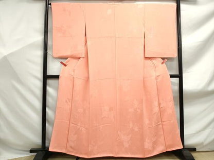 平和屋着物■上質な色無地 枝葉地紋 東雲色 正絹 逸品 DABF9065qa