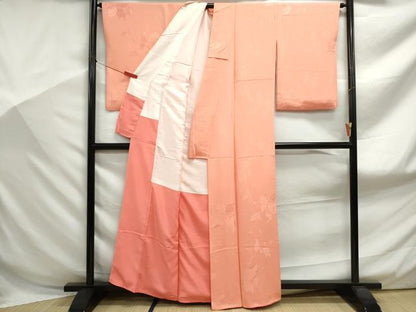 平和屋着物■上質な色無地 枝葉地紋 東雲色 正絹 逸品 DABF9065qa