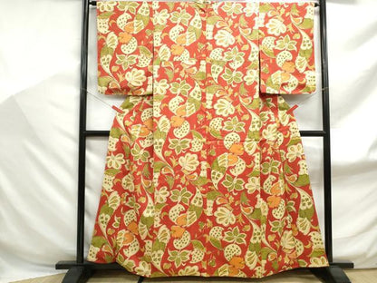 平和屋着物■上質な小紋 手描き 抽象花文 正絹 逸品 DABF9067qa