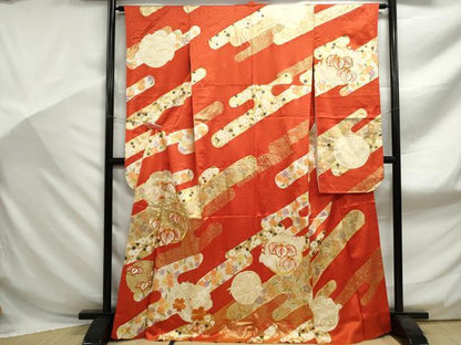 平和屋着物■豪華振袖 駒刺繍 枝松花丸文 桐 金彩 正絹 逸品 DABF9073qa