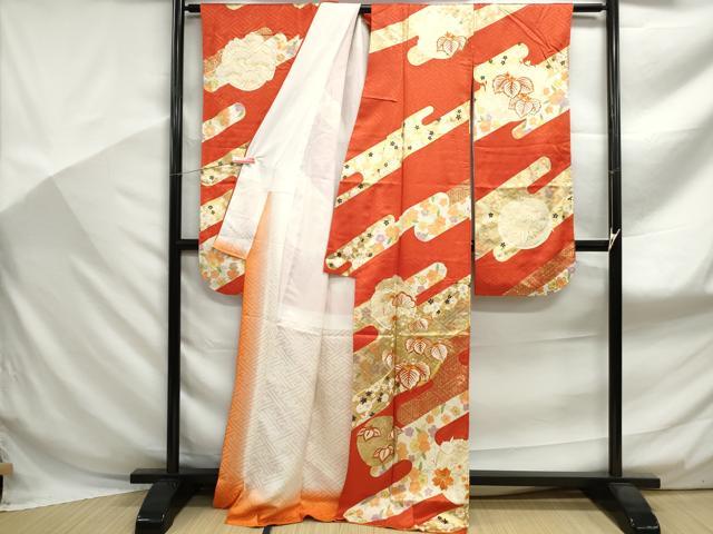 平和屋着物■豪華振袖 駒刺繍 枝松花丸文 桐 金彩 正絹 逸品 DABF9073qa