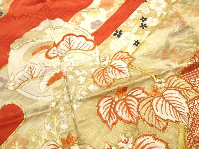 平和屋着物■豪華振袖 駒刺繍 枝松花丸文 桐 金彩 正絹 逸品 DABF9073qa