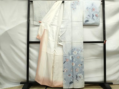 平和屋着物■訪問着 刺繍 更紗花文 暈し染め 正絹 逸品 DABF9078qa