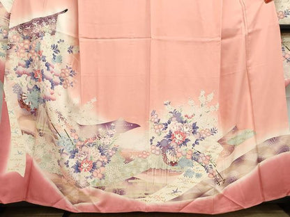平和屋着物■豪華振袖 几帳花文 暈し染め 金彩 正絹 逸品 DABF9080qa