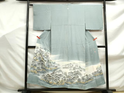 平和屋着物■豪華色留袖 手描き 風景樹林文 暈し染め 金彩 正絹 逸品 DABF9088qa