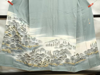 平和屋着物■豪華色留袖 手描き 風景樹林文 暈し染め 金彩 正絹 逸品 DABF9088qa