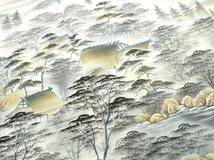 平和屋着物■豪華色留袖 手描き 風景樹林文 暈し染め 金彩 正絹 逸品 DABF9088qa