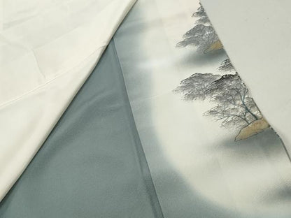 平和屋着物■豪華色留袖 手描き 風景樹林文 暈し染め 金彩 正絹 逸品 DABF9088qa