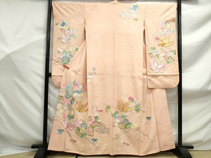 平和屋着物■豪華振袖 総刺繍 駒刺繍 花蝶文 金銀糸 正絹 逸品 DABF9094qa