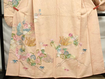 平和屋着物■豪華振袖 総刺繍 駒刺繍 花蝶文 金銀糸 正絹 逸品 DABF9094qa