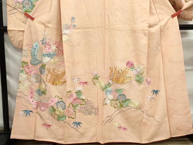 平和屋着物■豪華振袖 総刺繍 駒刺繍 花蝶文 金銀糸 正絹 逸品 DABF9094qa