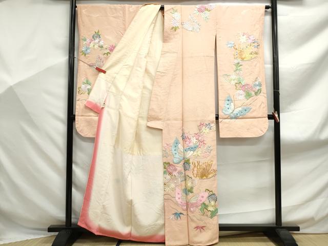 平和屋着物■豪華振袖 総刺繍 駒刺繍 花蝶文 金銀糸 正絹 逸品 DABF9094qa