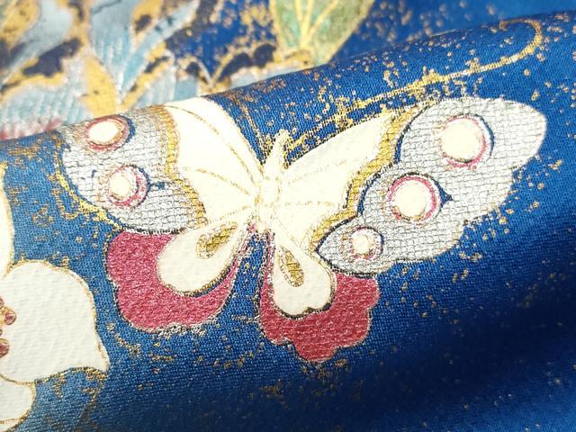 花蝶文 暈し染め 逸品 金銀彩 正絹 平和屋着物□豪華振袖 金彩