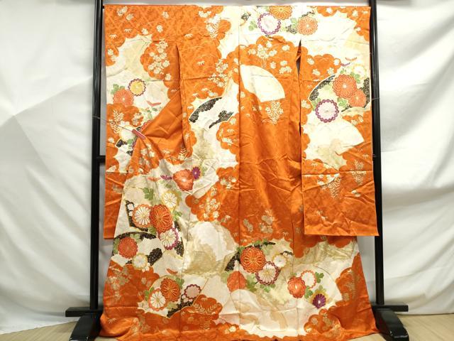 平和屋着物■豪華振袖 駒刺繍 道長地紙花文 金彩 仮絵羽 逸品 未使用 DABF9096qa