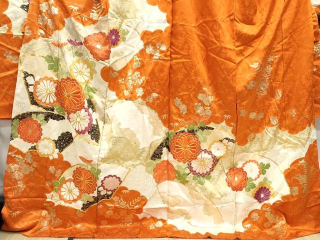 平和屋着物■豪華振袖 駒刺繍 道長地紙花文 金彩 仮絵羽 逸品 未使用 DABF9096qa