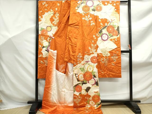 平和屋着物■豪華振袖 駒刺繍 道長地紙花文 金彩 仮絵羽 逸品 未使用 DABF9096qa