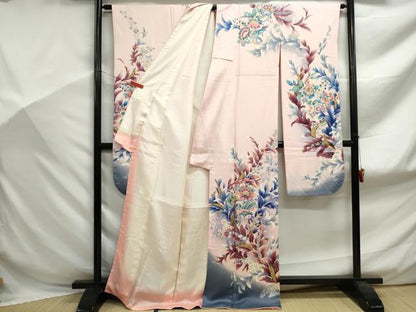 平和屋着物■豪華振袖 草花文 更紗 暈し染め 金彩 正絹 逸品 DABF9106qa