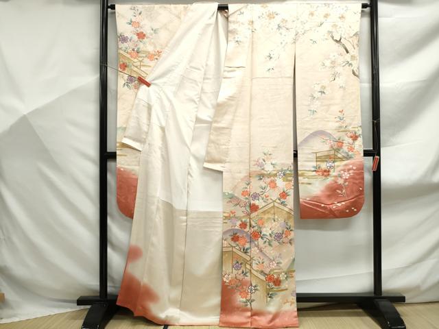 平和屋着物■豪華振袖　重ね山風景花文　上村松園　暈し染め　金彩　正絹　逸品　DABF9109qa