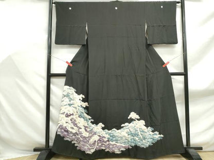 平和屋着物■豪華黒留袖　枝松文　金彩　正絹　逸品　DABF9113qa