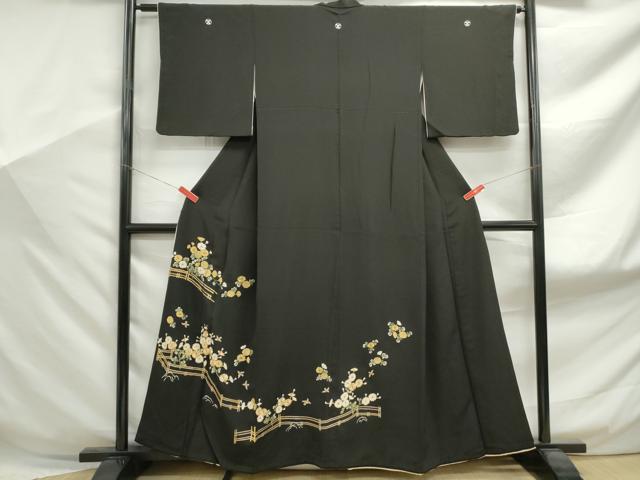 平和屋着物■豪華黒留袖　刺繍　花鳥文　金彩　正絹　逸品　DABF9114qa