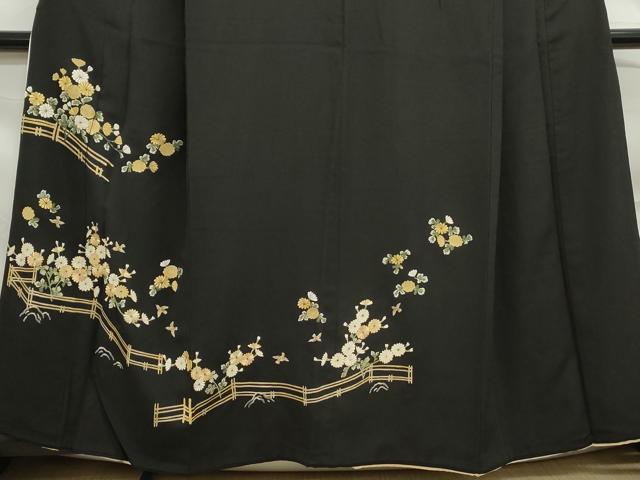 平和屋着物■豪華黒留袖　刺繍　花鳥文　金彩　正絹　逸品　DABF9114qa