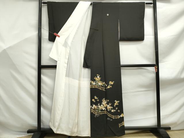 平和屋着物■豪華黒留袖　刺繍　花鳥文　金彩　正絹　逸品　DABF9114qa