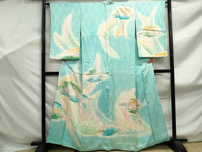 平和屋着物■訪問着 駒刺繍 立涌花文 暈し染め 金銀彩 正絹 逸品 DABF9124qa
