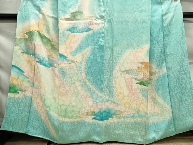 平和屋着物■訪問着 駒刺繍 立涌花文 暈し染め 金銀彩 正絹 逸品 DABF9124qa