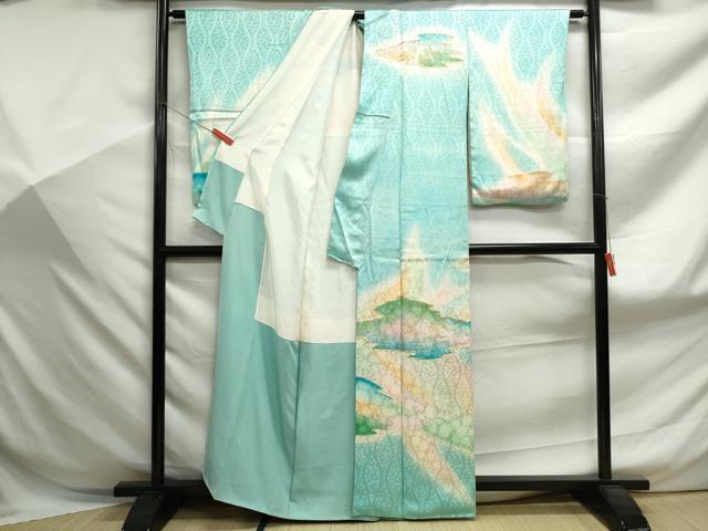 平和屋着物■訪問着 駒刺繍 立涌花文 暈し染め 金銀彩 正絹 逸品 DABF9124qa