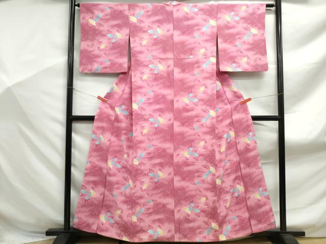 平和屋着物■上質な小紋　流水葉尽くし文　暈し染め　正絹　逸品　DABF9129qa