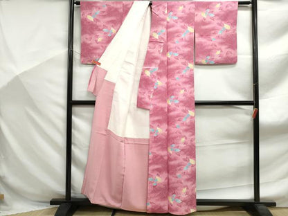平和屋着物■上質な小紋　流水葉尽くし文　暈し染め　正絹　逸品　DABF9129qa