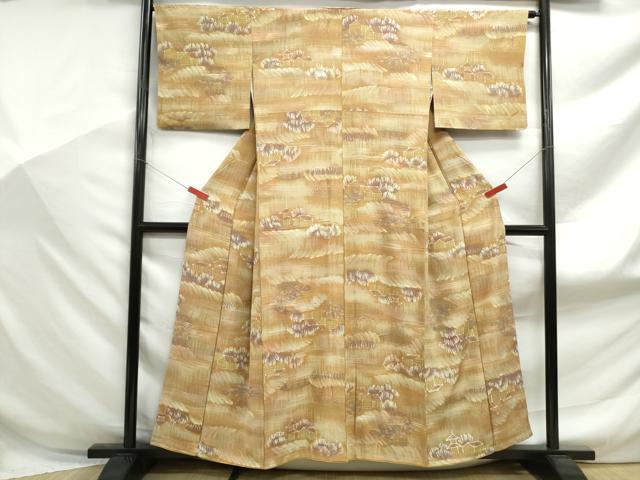 平和屋着物■上質な小紋　手描き　風景文　正絹　逸品　DABF9132qa
