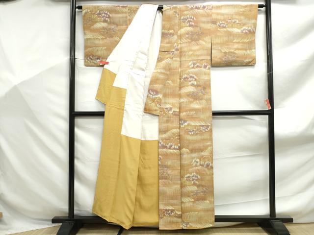 平和屋着物■上質な小紋　手描き　風景文　正絹　逸品　DABF9132qa