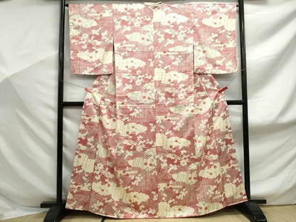 平和屋着物■上質な小紋　流水枝梅文　正絹　逸品　DABF9144qa