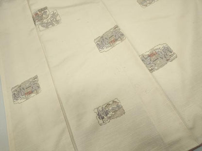 平和屋着物■上質な紬　破れ色紙風景文　正絹　逸品　DABF9145qa