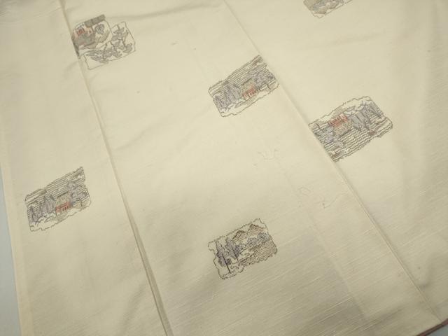 平和屋着物■上質な紬　破れ色紙風景文　正絹　逸品　DABF9145qa